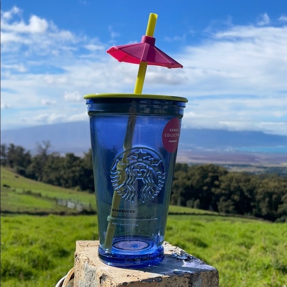 Starbucks Hawaii 2020 Blue Glass umbrella cup NWT - Picture 3 of 7